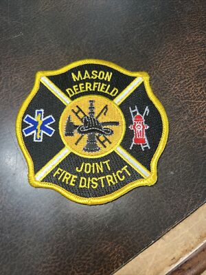 Vintage Lg Obsolete Ohio Fire Department Patch Mason Deerfield Joint District