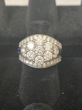 Vintage Round CZ 2.6 TCW Cluster Cocktail Flower Ring 925 Sterling Silver