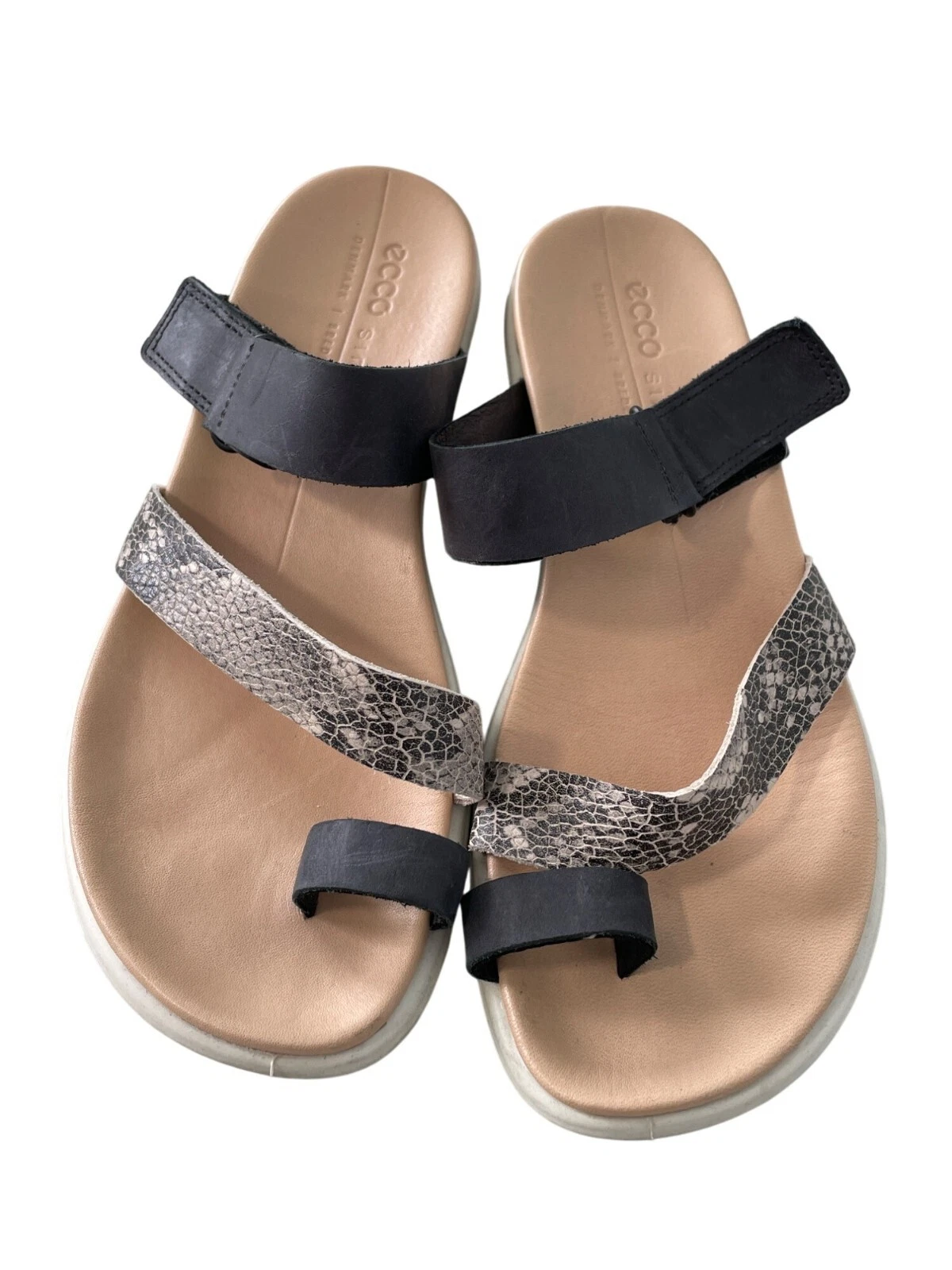 Sandali con cinturino Ecco Simpl misura 6 5 punta ad anello comodi ballerine pelle di serpente multicolore