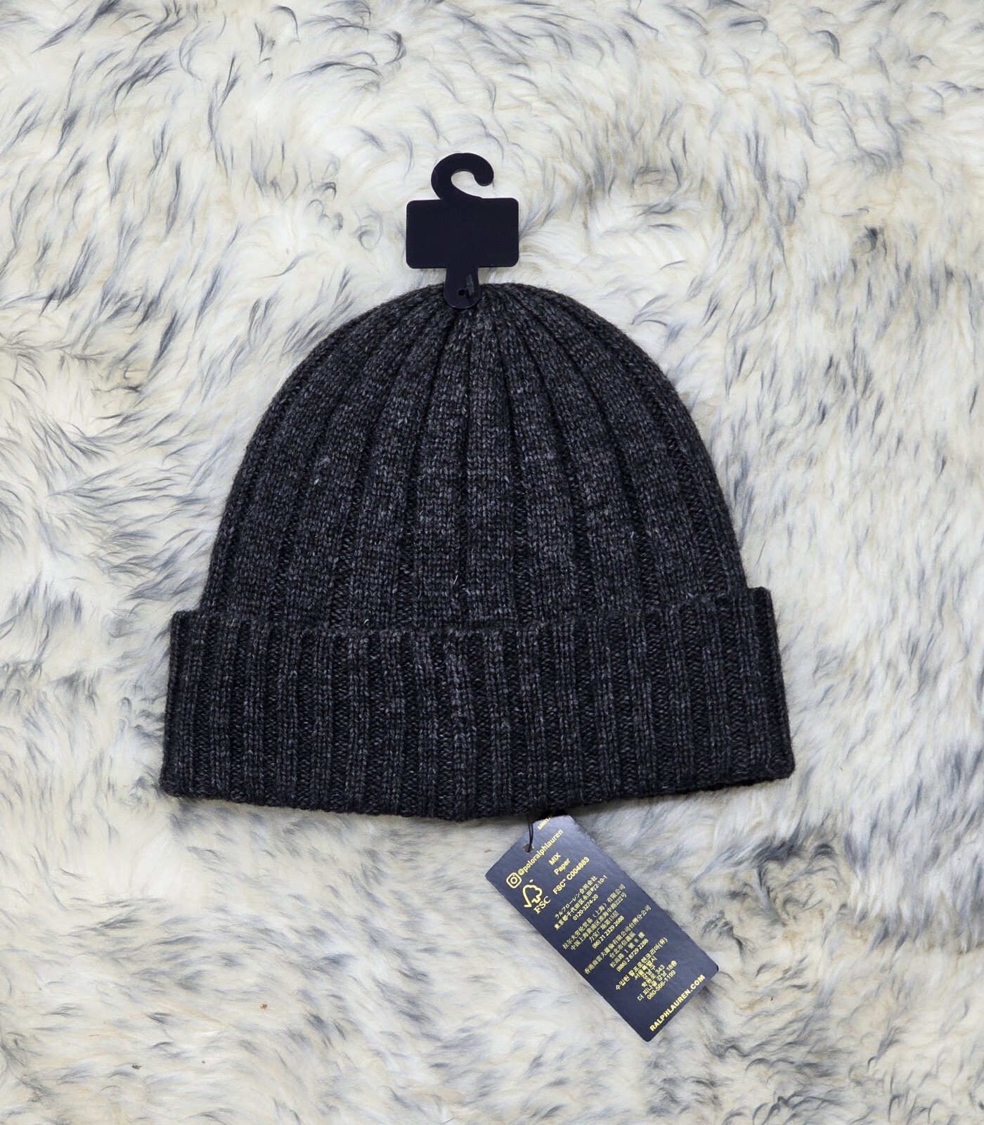 CAPPELLO BERRETTO UOMO POLO RALPH LAUREN NUOVO CON ETICHETTE MAGLIA A COSTINE GRIGIO ERICA FIRMA PONY