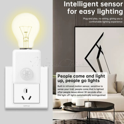 Infrared Wall Plug-in Human Motion Sensing E27 Socket Light Bulb Holder EU/US