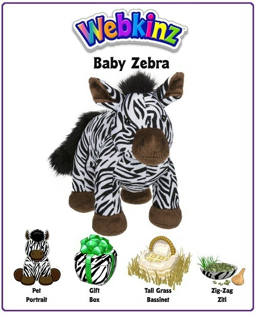 Webkinz Classic Baby Zebra Virtual adoption Code only 