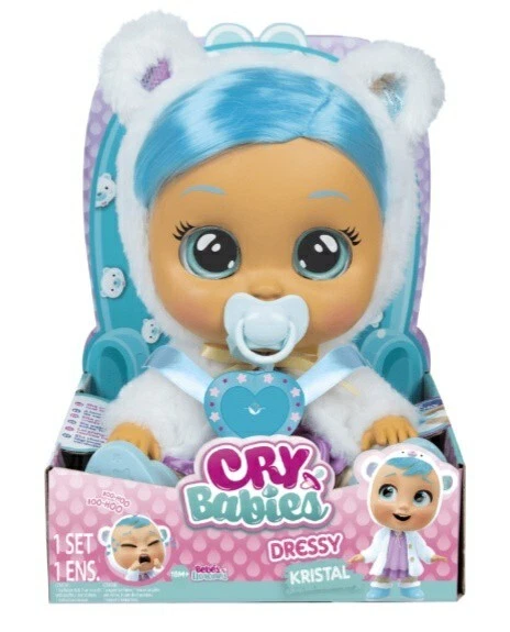 CRY BABIES DRESSY KRISTAL INTERACTIVE BABY DOLL BLUE HAIR STYLISH