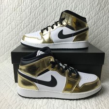 Nike Air Jordan 1 MID SE GS Shoes Youth SZ 7Y Metallic Gold DC1420-700