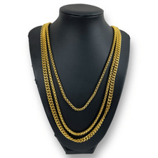 Women's Stackable Necklace Set 3 Piece Chunky Gold Tone Chains Fashion Jewelry