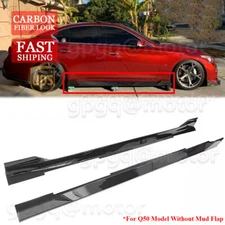 For Infiniti Q50 4-Door 2014-2024 Carbon Fiber Side Skirt Extension Rocker Panel