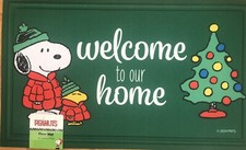 PEANUTS Snoopy WELCOME TO OUR HOME Patio Rubber Back Mat 18 X30 NEW FAST SH