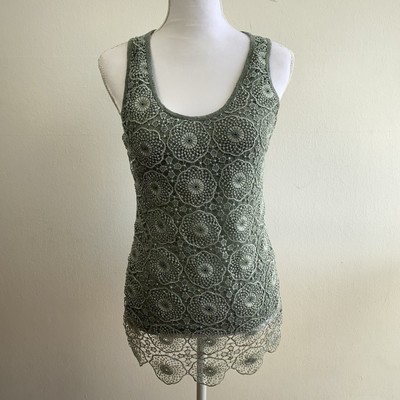 New Collection Spitzen Blusen Damen Gr. S Tanktop Ärmellos Grün boho Festival 29