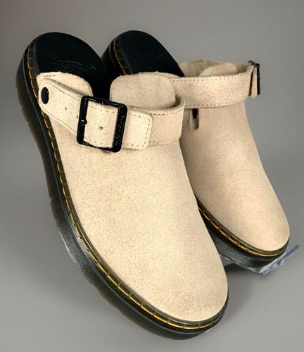 Dr. Martens Unisex Carlson Mules Sand Suede Slingback Clogs Adjust Strap, M9 W10