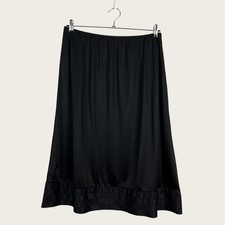 Vintage Velrose 3X Plus Black Half Slip Pull On Midi Length 29" Long Nylon