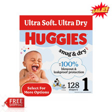 Huggies Snug and Dry Size 1 Baby Diapers 128 Ct Disposable Infant Protection 0.23 per diaper
