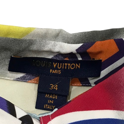 LOUIS VUITTON Used Graphic Statement Logo Shirt FKTO04 White x Multi Size34 Revi - Picture 7 of 8