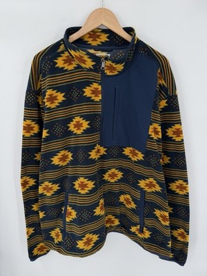 Duluth Trading Co 1/4 Zip Pullover Men s 3XL Blue Aztec Pattern Fleece
