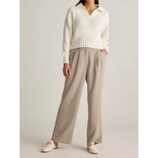Quince NWT Crepe Pleated Wide Leg Pants Morel Gray Size 16