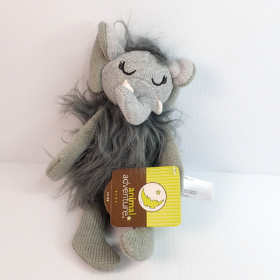 Animal Adventure Gray Long Hair Elephant Plush Lovey Stuffed Animal 2019 Fuzzy