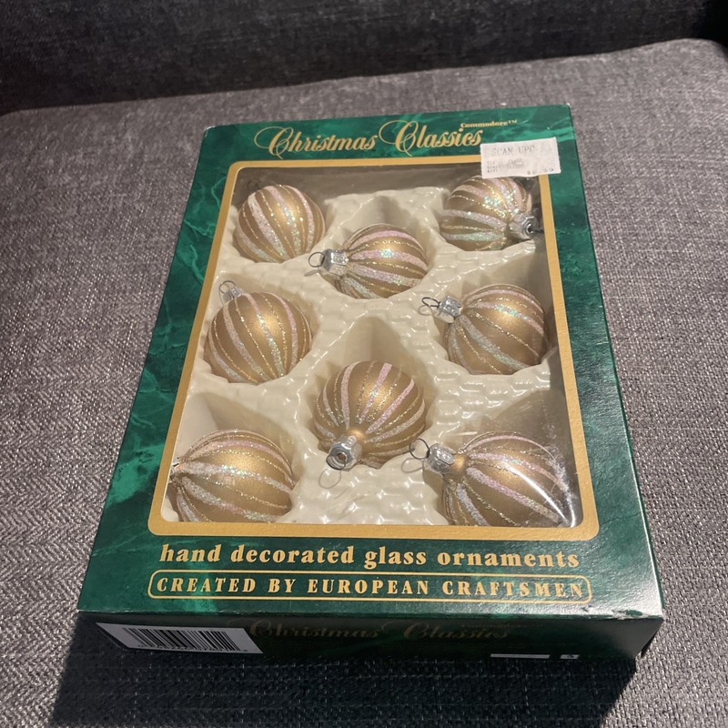 Vintage Commodore Christmas Classics Glass Ornaments Set of 6