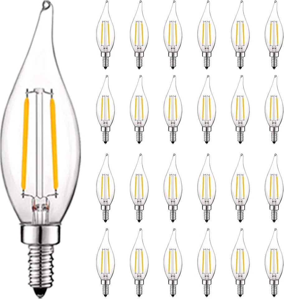 4W Chandelier Light Bulbs 3000K Soft White 24 Pack - Image 3 of 4