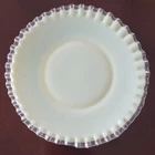 Vintage Fenton Milk Glass Silver Crest 8.75” Plate Custard with Blue Undertones