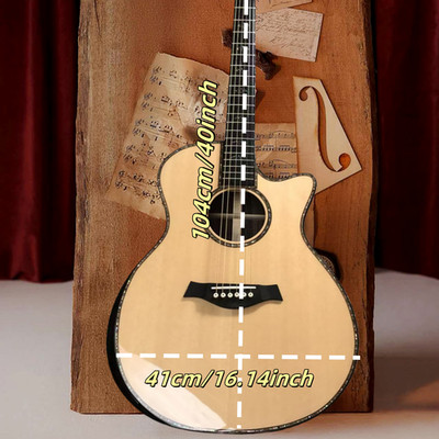 40inch Folk Guitar 914 with Pickup(s) Natural Wood Finish