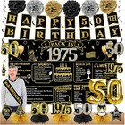 Elegant 50th Birthday Decorations Set - 21pcs Vintage 1975 Black & Gold