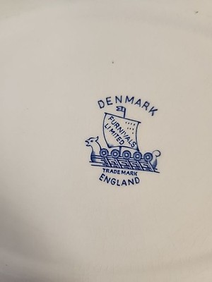 Furnivals Limited England Blue Denmark Pattern Oval Serving Blue