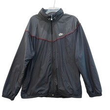 Vtg Nike Air Mens Windbreaker Jacket XL Black Grey Full Zip Mesh Lined Track