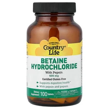 Betaine Hydrochloride with Pepsin, 100 Tablets