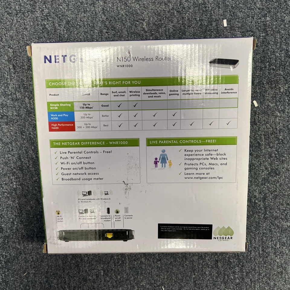 Netgear N150 150 Mbps 4-Port 10/100 Wireless N Router (WNR1000) - Image 4 of 4