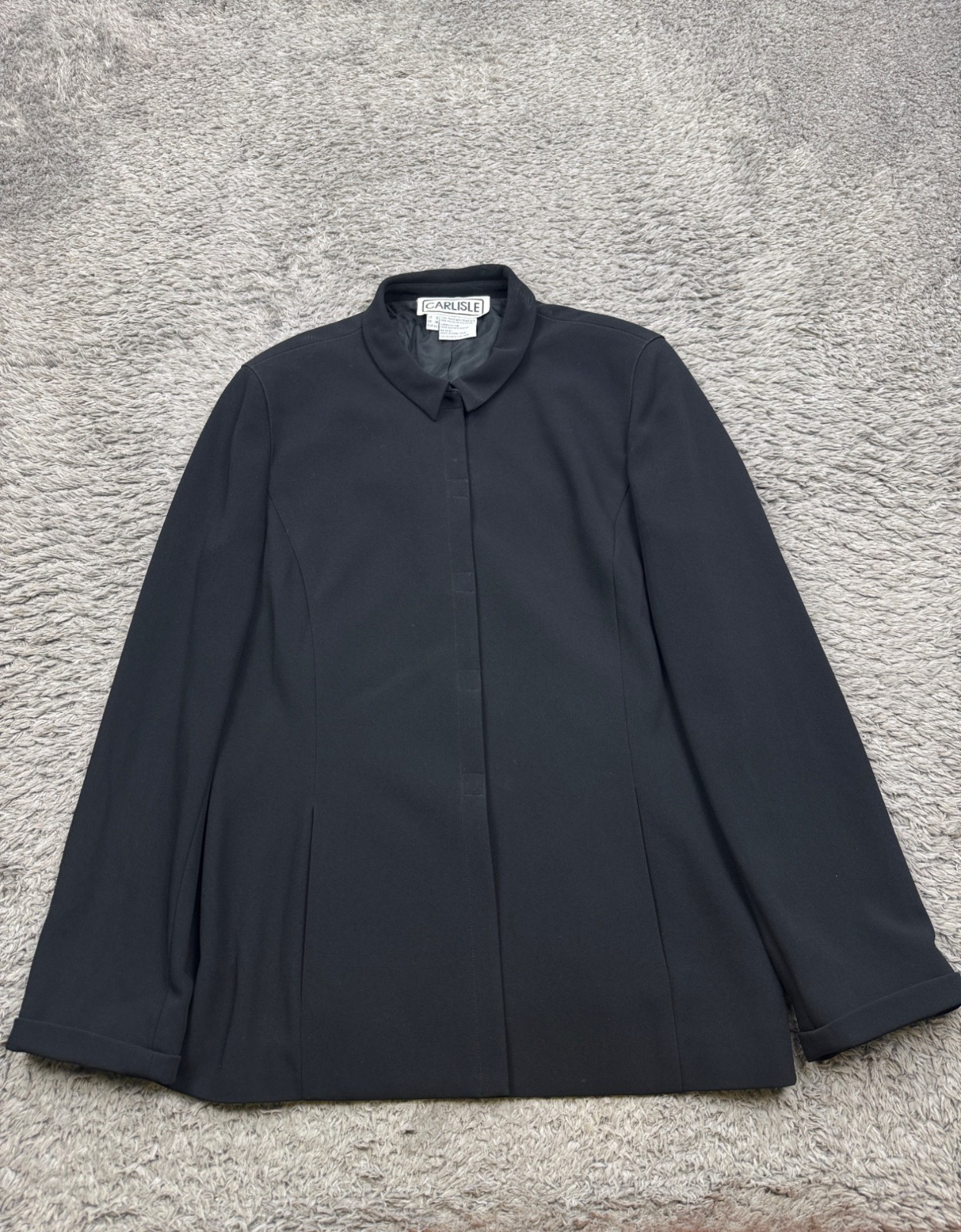 Carlisle Jacket Women 12 Black Lined Snap Button Career Casual Blazer Sport Coat