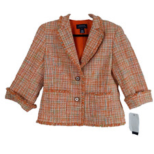 Jones New York Signature Tweed Blazer 8 Business Career Interview Classic Lined