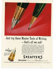 1946 Sheaffer's Triumph Fountain Pen Mechanical Pencil Vintage Print Ad