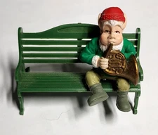 New Bright Holiday Express Musical Train Station BENCH AND SITTING ELF