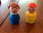 Fisher Price Little People Vintage Yellow Boy W/ Freckles, Blue Girl W/ Br. Hair
