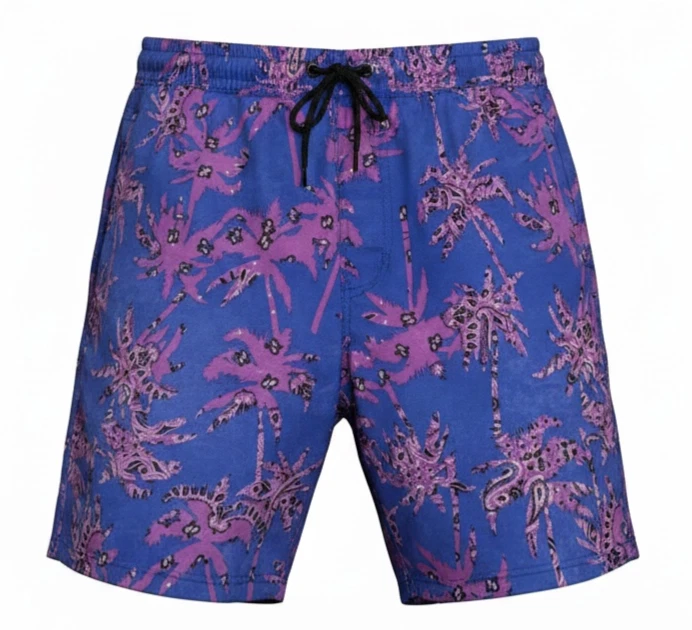 Men’s Purple Paisley Tropical Shorts Streetwear Summer Vibe Size Large
