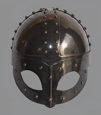 Black Antique Finish Medieval Viking Mask Helmet | Unique Ancient Design with Li