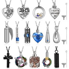 Ecation 15 Pcs Urn Necklace for Ashes Women Keepsake Cremation Jewelry Stainless