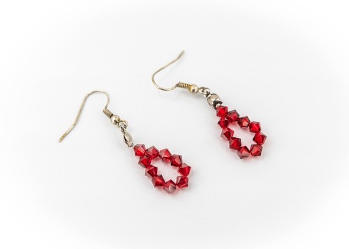 Ohrringe Rot Swarovski Element Tropfen 925 Silber Schmuck Handarbeit Unikat Neu - Bild 3 von 6