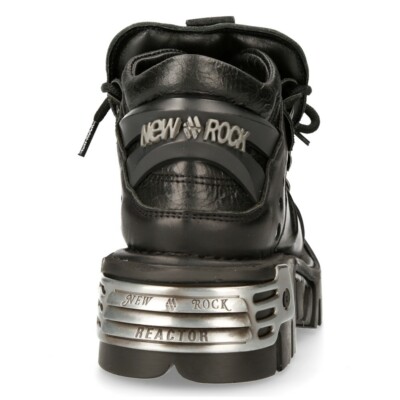 Bottines New Rock 110-S1 Style Motard Gothique En Cuir Noir - Unisexe - Pointures 36 à 46
