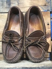 Quoddy Trail Mocassin Brown Moc Leather Maine USA Mens Sz 5 Gum Shoes Slippers
