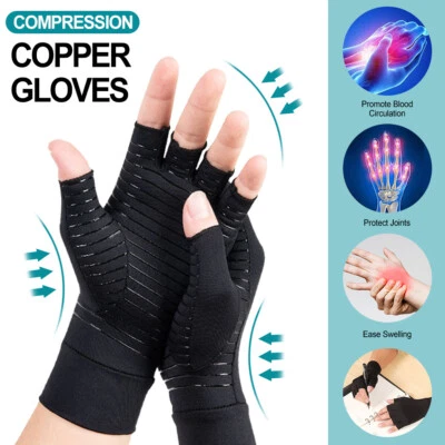 Compression Copper Arthritis Gloves Hand Wrist Brace Finger Pain Relief Support - image 1 of 4