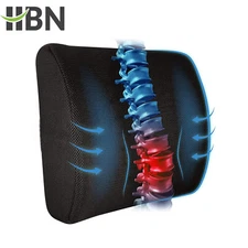 HBN Lumbar Support Pillow For Chair & Car Seat, Memory Foam Adjustable Strap