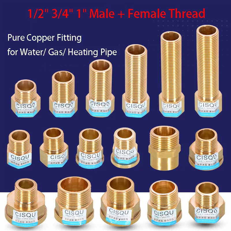 Copper Fitting Water Pipe Connector BSP Male Female Thread Reducer 1/2  3/4 1