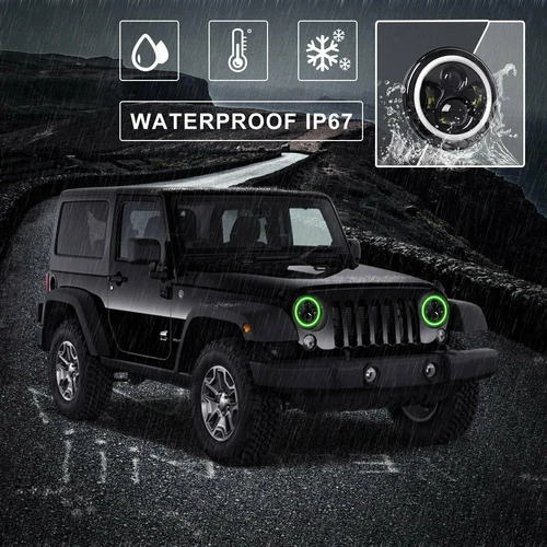 Green Halo LED Headlights+Fog Lights for 2018-2025 Jeep Wrangler JL Gladiator JT - Bild 7 von 24