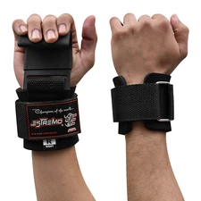 Metal Hooks Wrist Support Weight Lifting Strap Heavy Bars Grips Fitness Gym Wrap