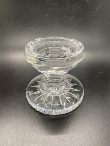 Vintage Signed Irish Waterford Crystal Candle Holder Votive 3" Tall Single