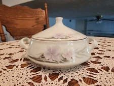 LAVENDER AND PINK FLORAL ROUND COVERED DISH CX65 MADE IN CHINA