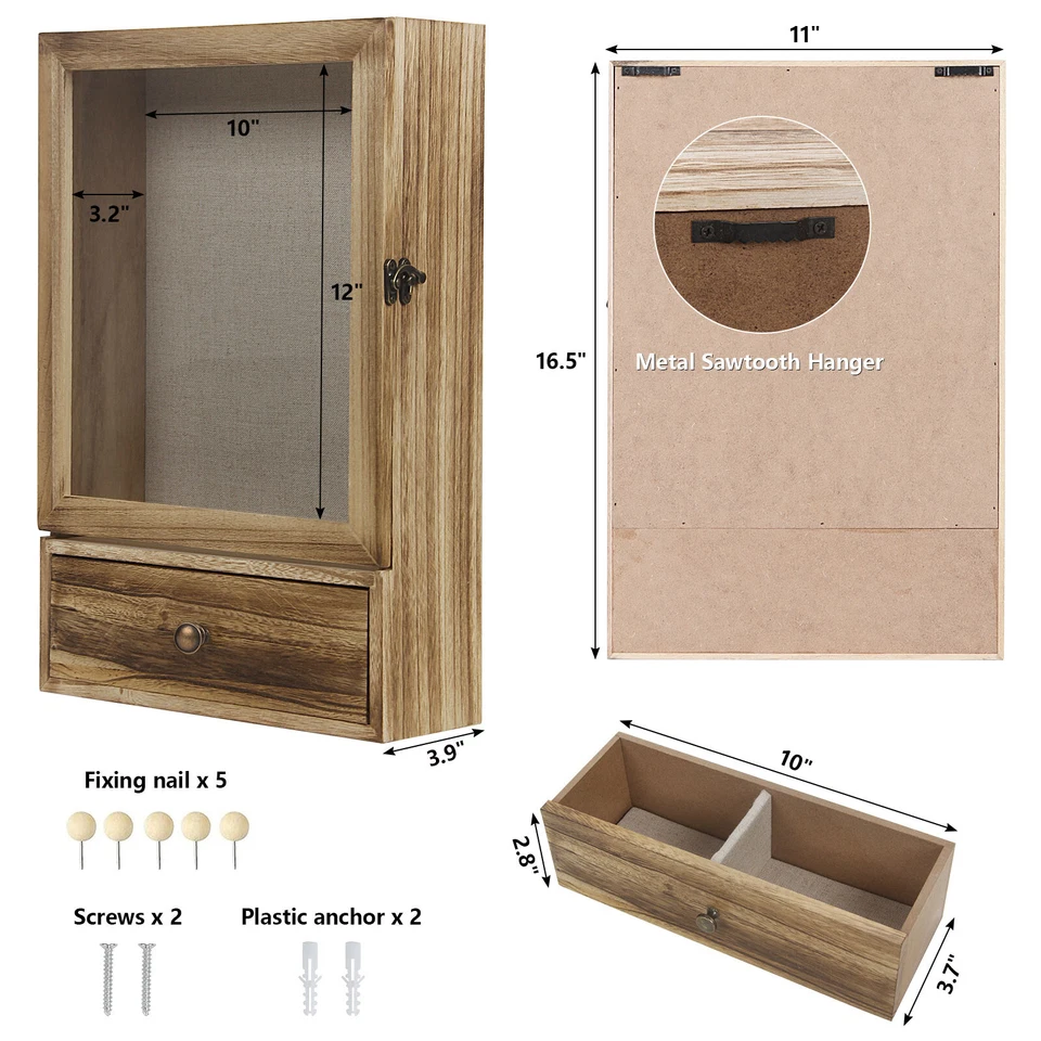 Shadow Box Display Case Large 11x16 Shadow Box Picture Frame W/ Drawer - Image 2 of 4