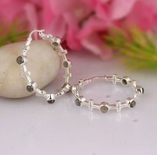 Labradorite Gemstone Hoop Earrings Solid 925 Silver Wedding Hoops Earring