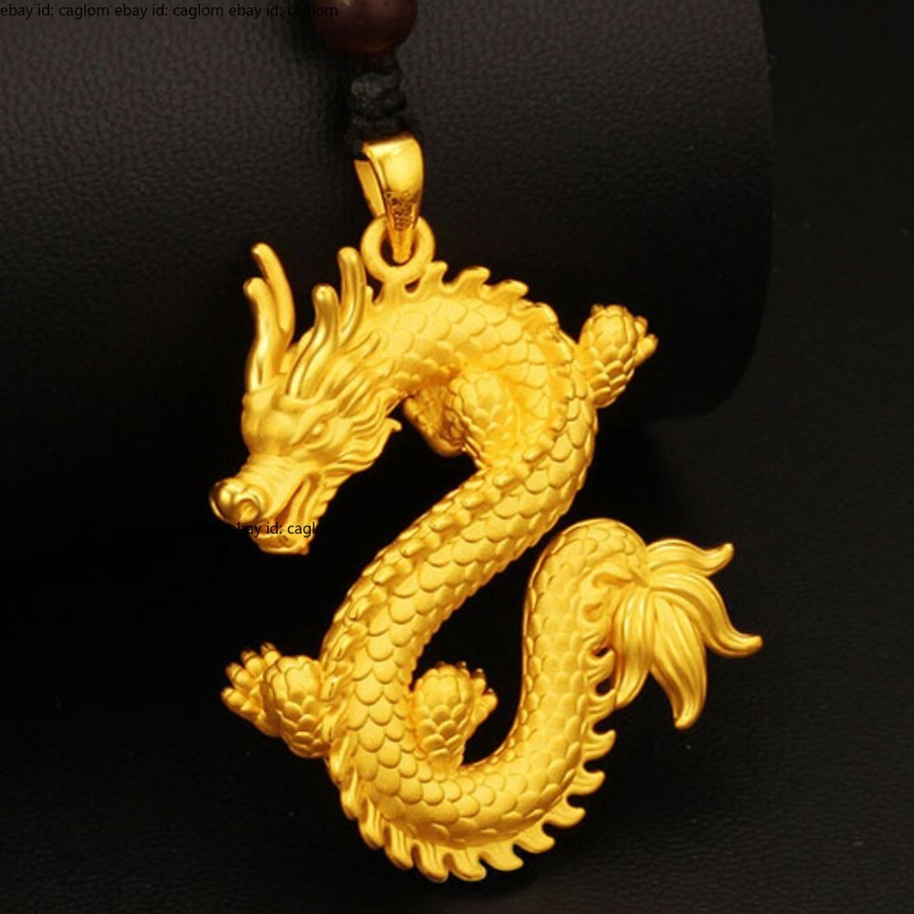 Pure 999 24K Yellow Gold Lucky Zodiac Dragon Men Women Pendant 2.7
