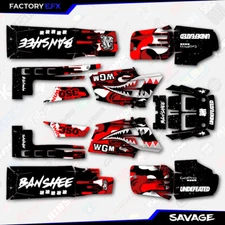 Black White Red Savage Camo Racing Fender Graphics Kit fits Yamaha Banshee 350
